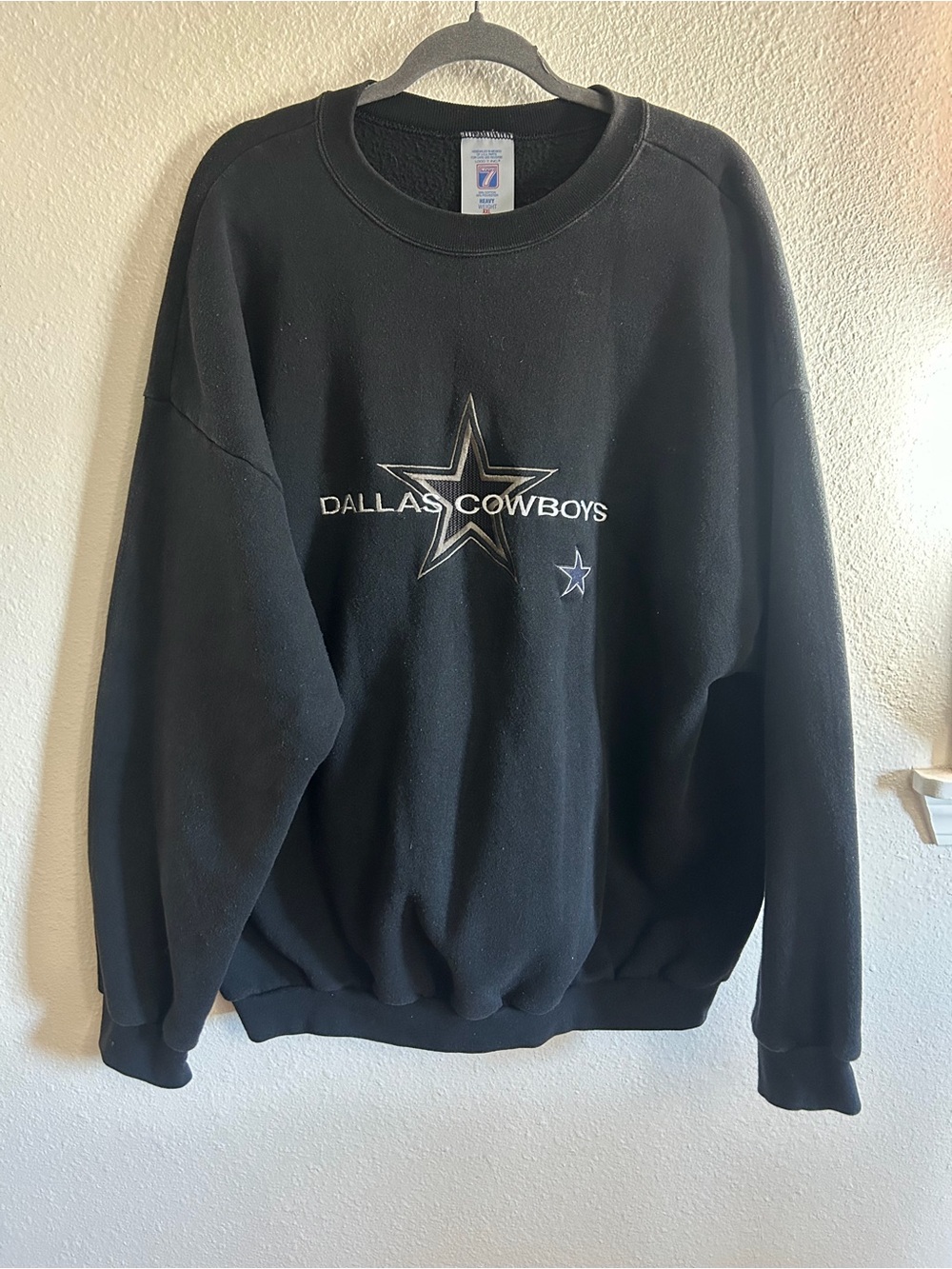 Vintage Logo 7 NFL Dallas Cowboys Embroidered Crewneck Sweatshirt Mens XXL